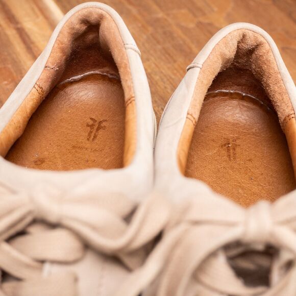 FRYE Ivy Low Lace Sneakers 347188 Ivory Italian Leather Fashion Shoes Womens 7.5 - Picture 6 of 9